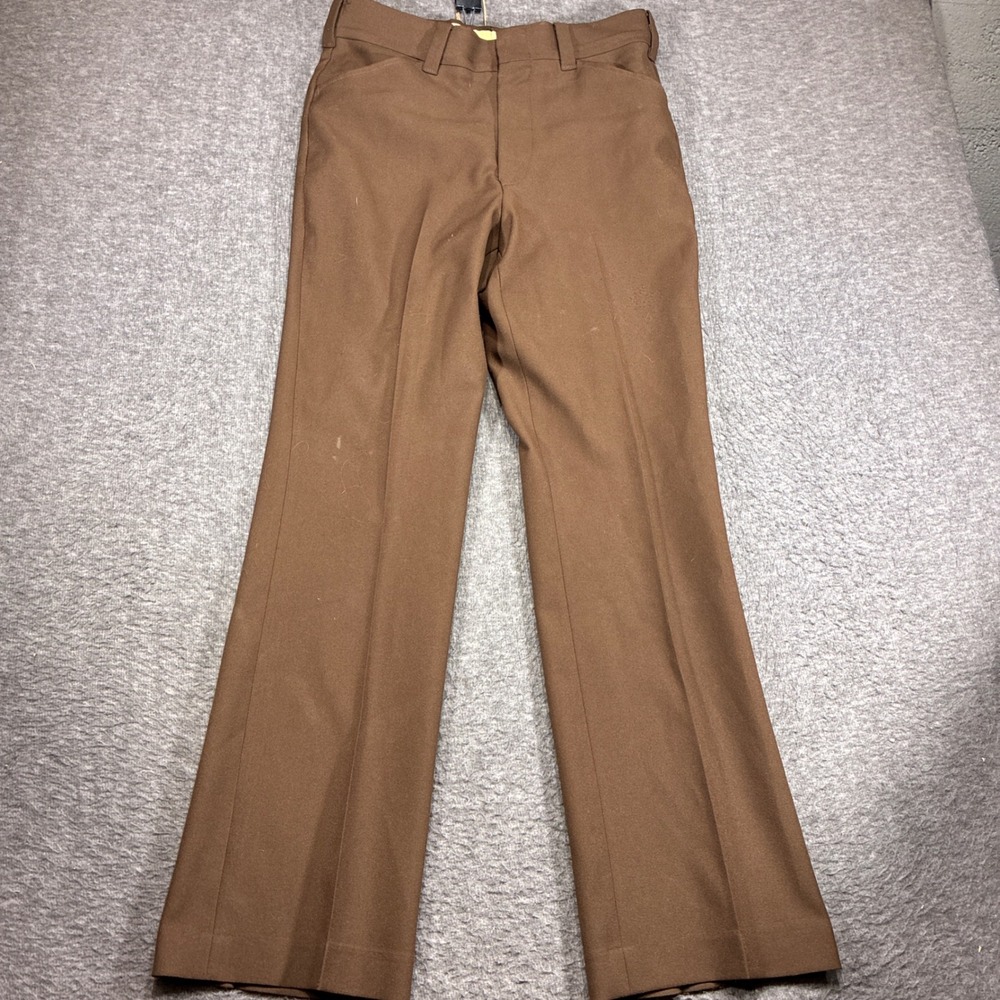 Vintage JC Penney The JC Penney Slack Mens Brown Flat Front Trousers 80s Retro